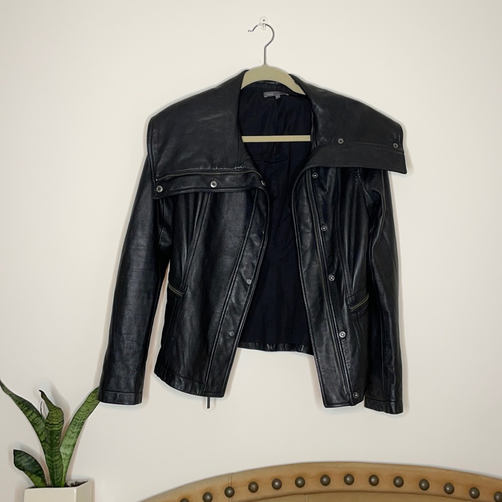 VINCE BLACK LEATHER JACKET